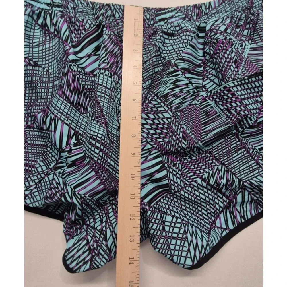 Under Armour womens black/teal/purple print running shorts XL Heat Gear exercise